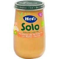 Potet ecològic de verduritas-arròs-pollastre HERO, pot 190 g