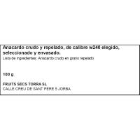 Anacardo crudo TORRAS, bolsa 100 g