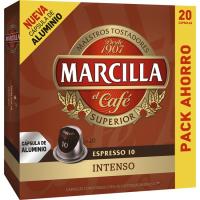 Cafè exprés 10 intens MARCILLA, caixa 20 monodosis