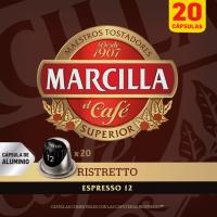 Cafè exprés 12 Ristretto MARCILLA, caixa 20 monodosis