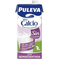 Llet calci semidesnatada sense lactosa PULEVA, brik 1 litre