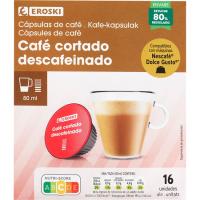 Cafè tallat descafeïnat comp. Dolce Gust EROSKI, caixa 16 u