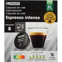 Cafè espresso intens CDG EROSKI, caixa 16 monodosis