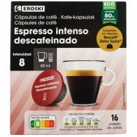 Cafè espresso intens descafeïnat CDG EROSKI, caixa 16 monodosis
