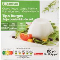 Formatge fresc baix contingut de sal EROSKI, pack 4x62,5 g