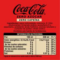 Refresco de cola COCA COLA Zero Zero, pack 24x33 cl