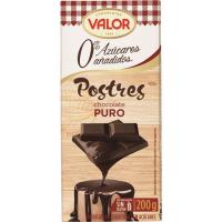 Chocolate puro para postre sin azúcar VALOR, tableta 200 g