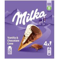 Helado cono de vainilla-chocolate MILKA, 4 uds, caja 270 g