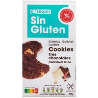 Cookies triple de xoco sense gluten EROSKI, paquet 150 g