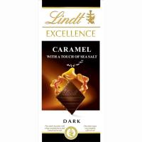 Chocolate negro con caramelo-sal LINDT Excellence, tableta 100 g