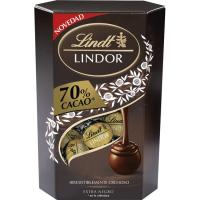 Bombons de cacau 70% LINDT Cornet Lindor, caixa 200 g