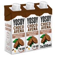 Bebida de choco-avena YOSOY, pack 3x250 ml