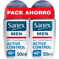 Desodorante para hombre roll on act control SANEX, pack 2x50 ml