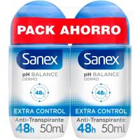 Desodorante act control en roll on SANEX, pack 2x50 ml
