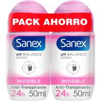 Desodorant dermo invisible en roll on SANEX, pack 2x50 ml