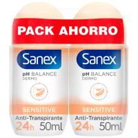 Desodorant dermo sensitive SANEX, roll on, pack 2x50 ml
