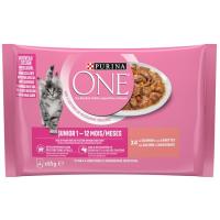 Aliment de salmó gat júnior PURINA One, pack 4x85 g