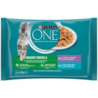 Aliment de vedella-tonyina gat indoor PURINA One, pack 4x85 g