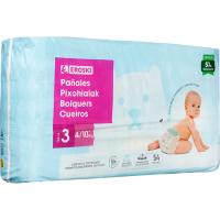 Bolquer canals absorbents 4-9 kg Talla 3 EROSKI, paquet 54 u