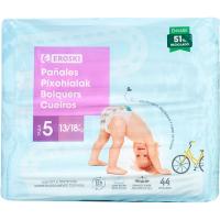 Pañal canales absorbentes 13-18 kg T5 EROSKI, paquete 44 uds