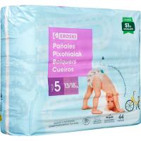 Pañal canales absorbentes 13-18 kg T5 EROSKI, paquete 44 u