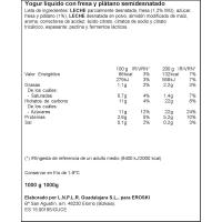 Iogurt líquid sabor maduixa-plàtan EROSKI, ampolla 1 litre