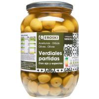 Olives amb all-espècies EROSKI, flascó 500 g