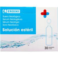 Suero fisiológico en monodosis EROSKI, caja 30 uds