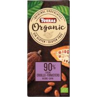 Chocolate negro bio 90% cacao criollo TORRAS, tableta 100 g