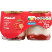 Iogurt sabor maduixa EROSKI, pack 2x125 g