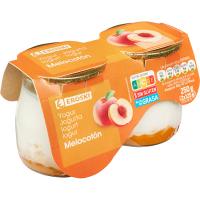 Yogur sabor melocotón EROSKI, pack 2x125 g