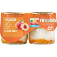 Yogur sabor melocotón EROSKI, pack 2x125 g