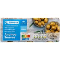 Oliva farcida suau EROSKI, pack 3x50 g