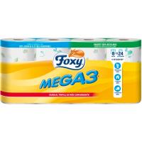 Papel higiénico FOXY Mega3, paquete 8 rollos