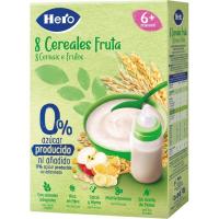 Papilla 8 cereales con fruta HERO, caja 340 g