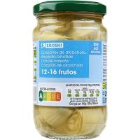 Corazones de alcachofa sin sal EROSKI, frasco 175 g