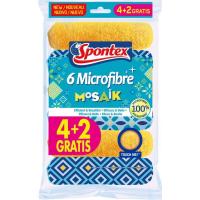 Baieta microfibra mosaik SPONTEX, pack 4+2 u