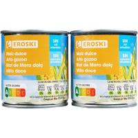 Maíz sin sal-sin azúcar añadido EROSKI, pack 2x140 g