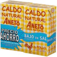 Brou natural de pollastre baix en sal ANETO, pack 2x1 litre