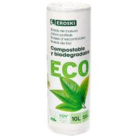 Bolsa de basura 10 l. biodegradable EROSKI BIO, paquete 15 uds