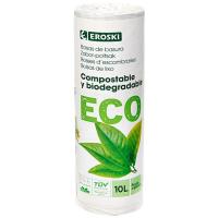 Bossa d`escombraries 10 l. biodegradable EROSKI BIO, paquet 15 u