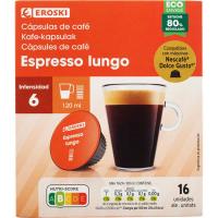 Cafè lungo (expresso llarg) CDG EROSKI, caixa 16 monodosis