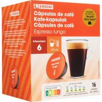 Cafè lungo (expresso llarg) CDG EROSKI, caixa 16 monodosis