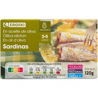 Sardina en oli d'oliva 3/5 peces EROSKI, llauna 115 g