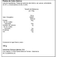 Paleta ibérica de cebo 50% raza ibérica IGLESIAS, sobre 100 g