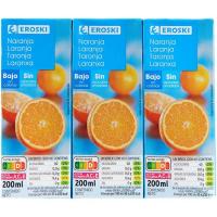 Beguda de taronja sense sucre afegit EROSKI, pack 6x20 cl