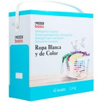 Detergente en polvo EROSKI BASIC, maleta 40 dosis
