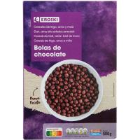 Cereals boles de blat de moro de xocolata EROSKI, caixa 500 g