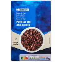 Cereales pétalos de trigo de chocolate EROSKI, caja 500 g