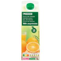 Suc de taronja sense polpa EROSKI, brik 1 litre